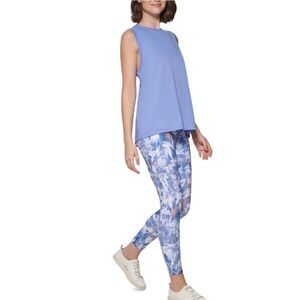 CALVIN KLEIN PERFORMANCE Women's Dropped-Armhole Tank Top Blue Size